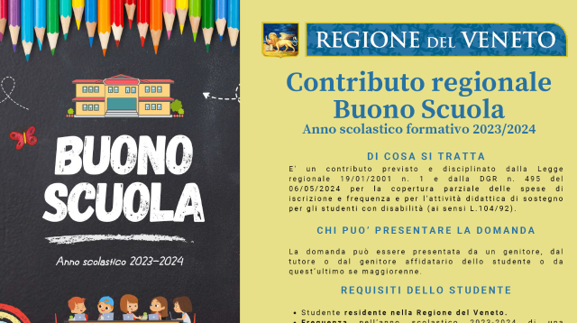 Regione Veneto, buono libri anno scolastico–formativo 2023/2024